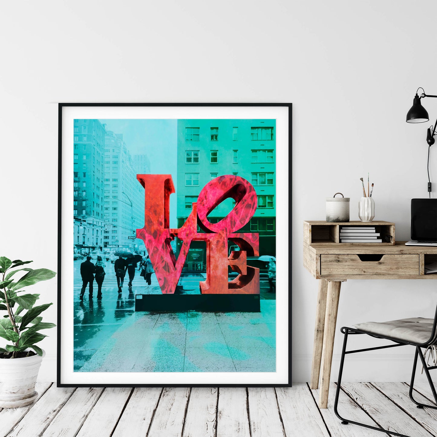 LOVE, Pink on Teal Combination