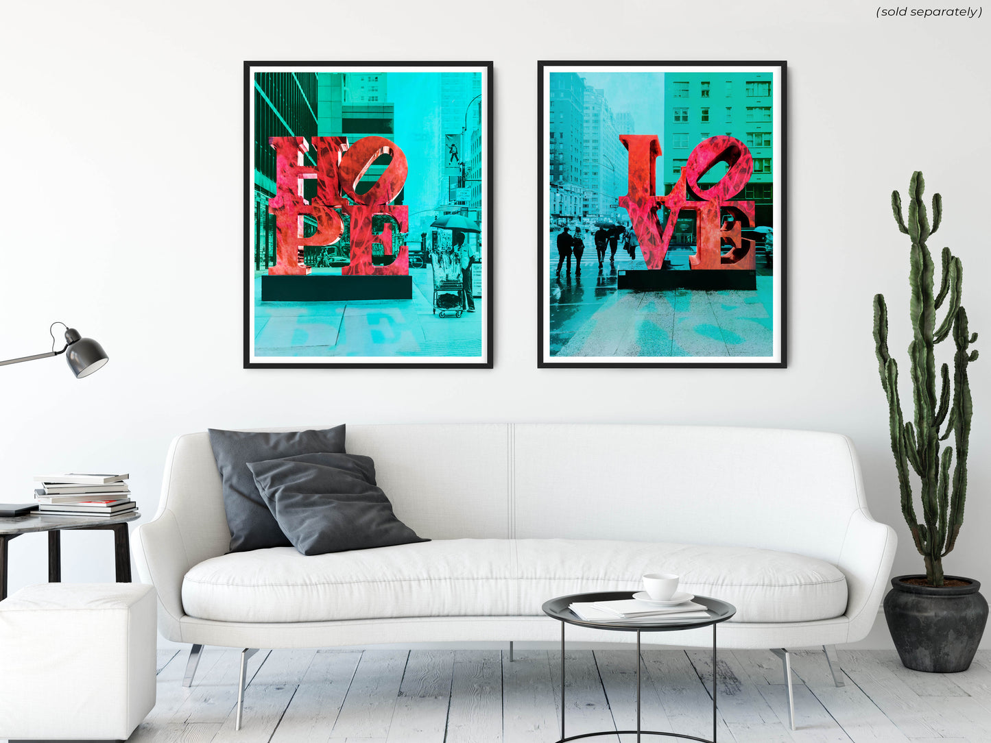 LOVE, Pink on Teal Combination