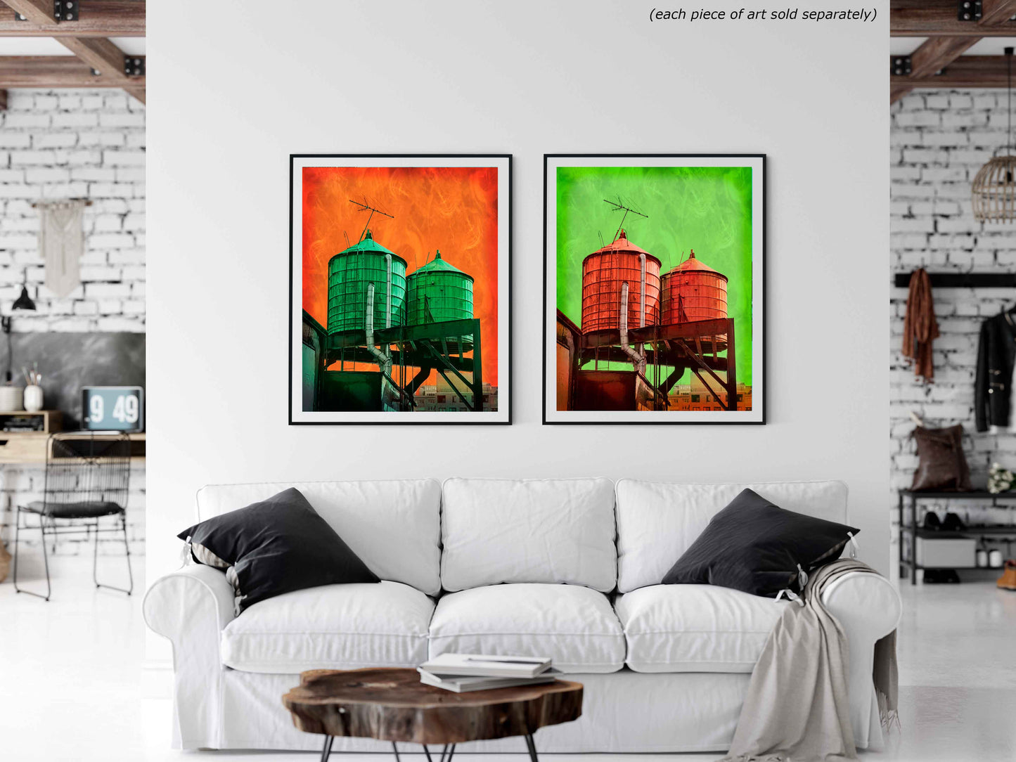 NEW YORK CITY WATER TOWERS IN GREEN