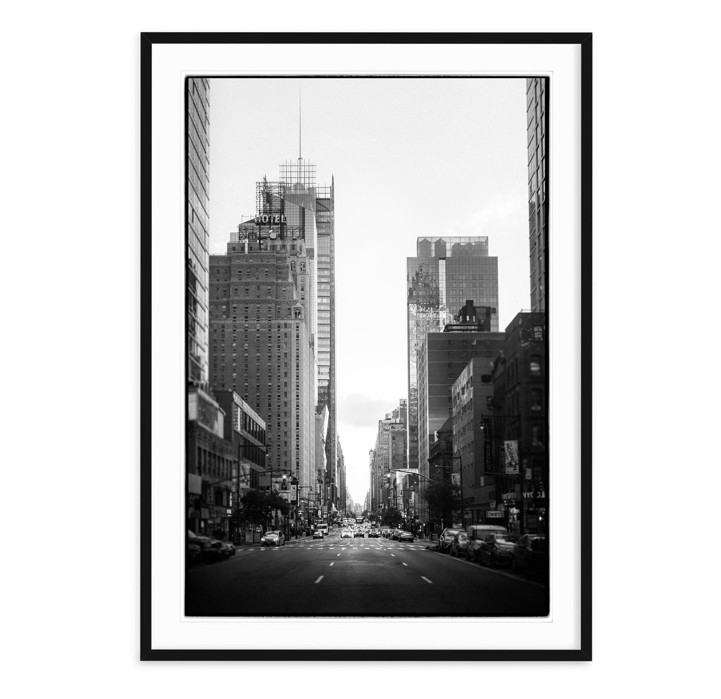 black and white fine art travel photo of midtown New York City traffic