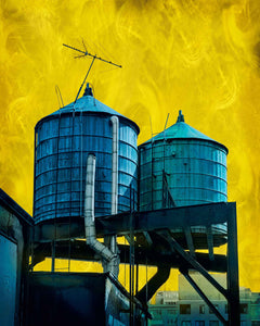 NEW YORK CITY WATER TOWERS IN BLUE