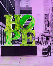 Load image into Gallery viewer, robert indiana hope inspired pop art mixed media photo with intense colors
