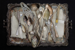 tray of vintage silver fine art photograph
