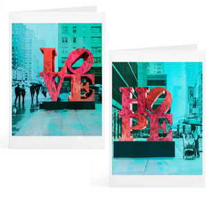 Robert Indiana inspired fine art photo of HOPE and LOVE on greeting card