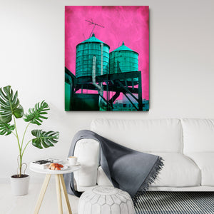 NEW YORK CITY WATER TOWERS IN TEAL