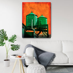 NEW YORK CITY WATER TOWERS IN GREEN