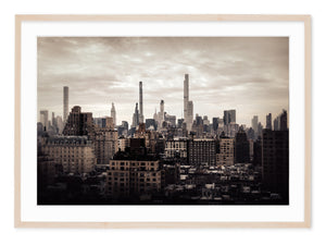 neutral tone landscape photo of new york city as seen from the upper west side