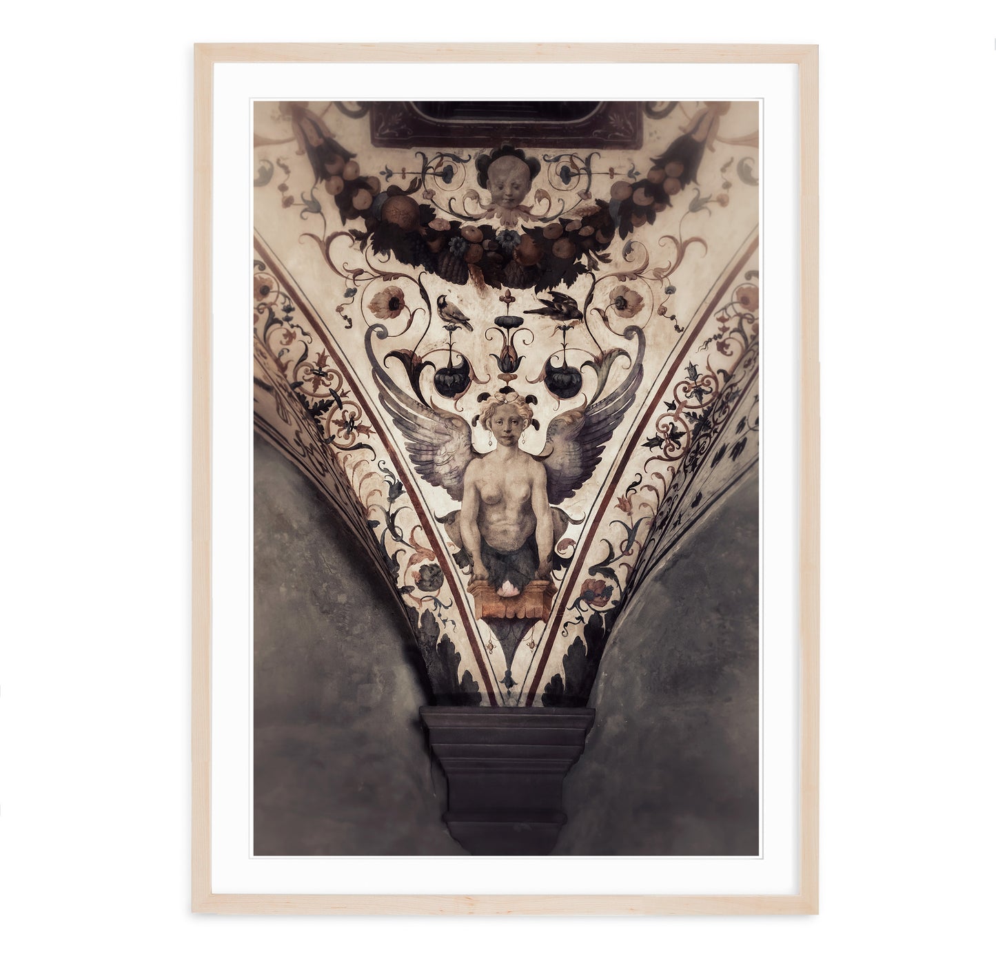 neutral tone fine art image of grotesque paintings from Palazzo vecchio in florence italy