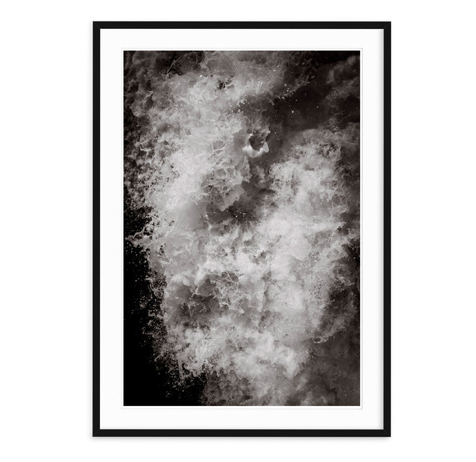 black and white fine art image of crashing waves