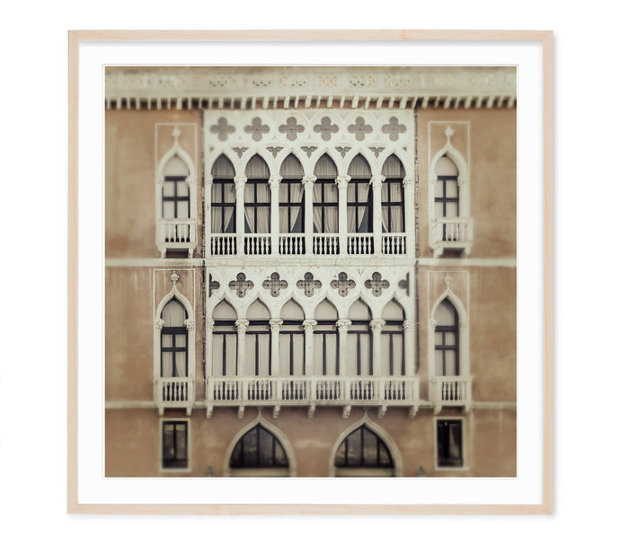 neutral tone image of palace facade in venice italy