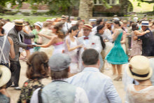 Load image into Gallery viewer, impressionist fine art image of people in 20s dress dancing at a party
